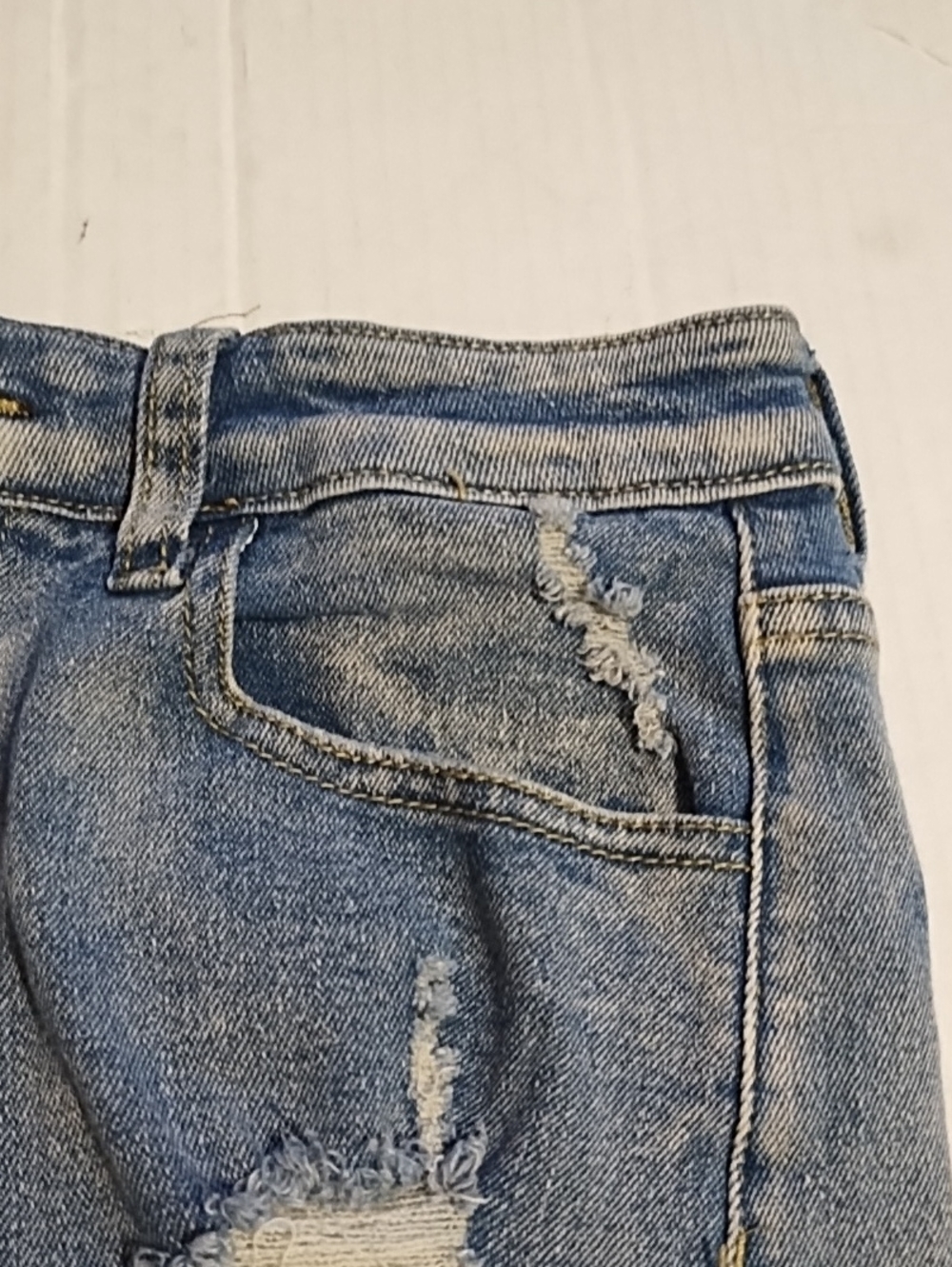 Blue Distressed Denim Women's Shorts (S) - Picture 3 of 16
